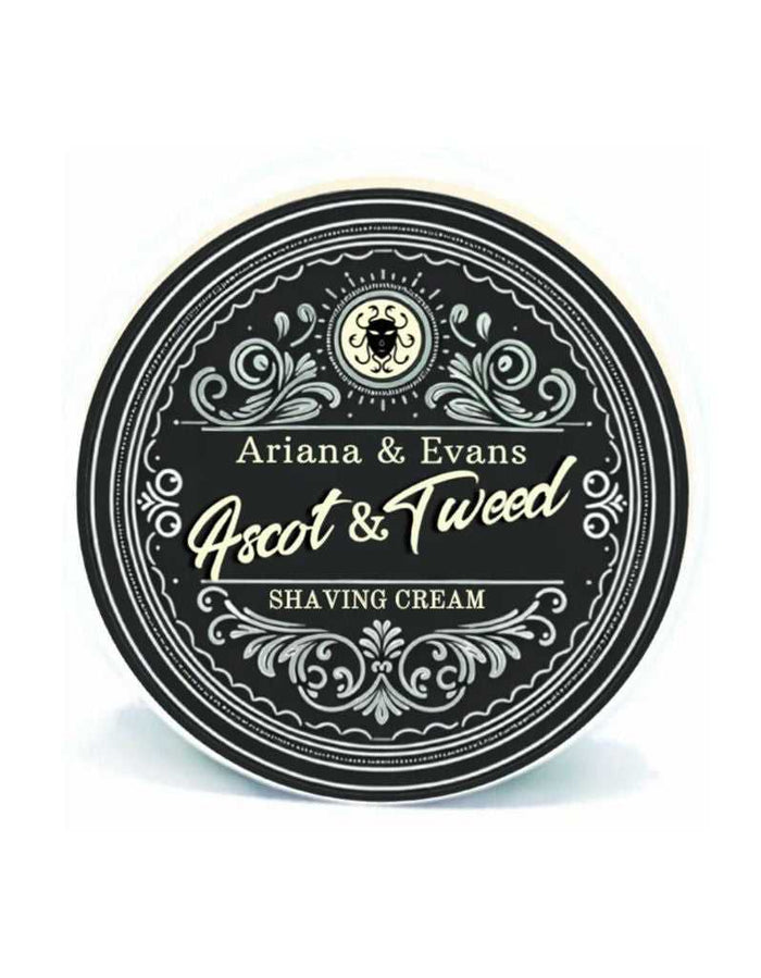 Ariana & Evans Ascot & Tweed Shaving Cream label