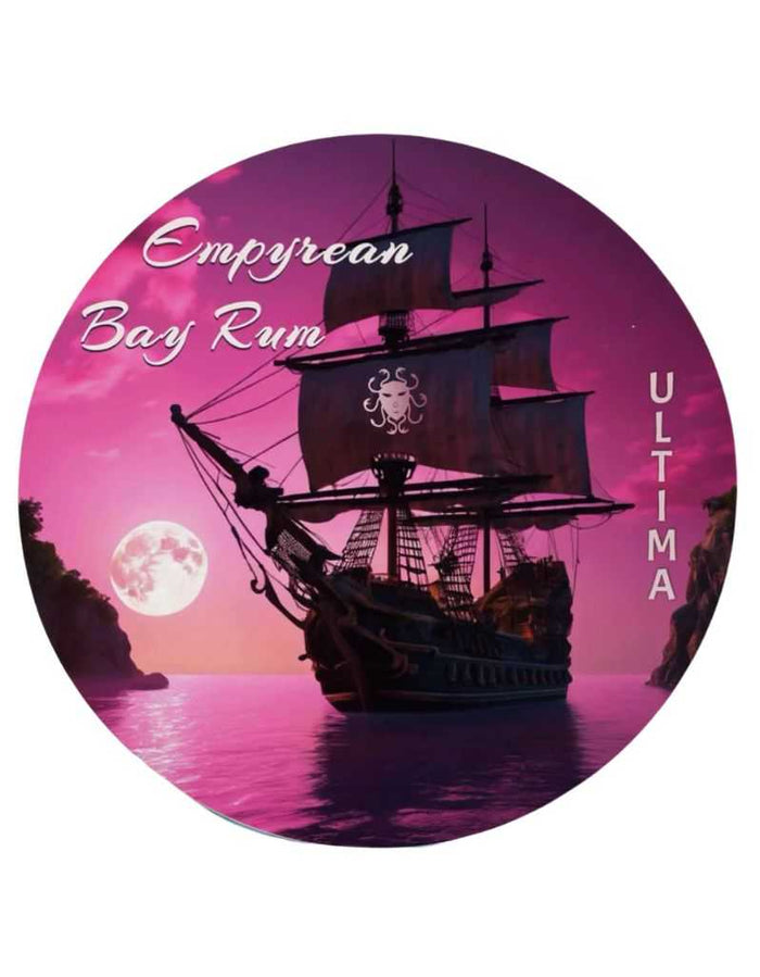 Empyrean Bay Rum soap logo with ship and moon
