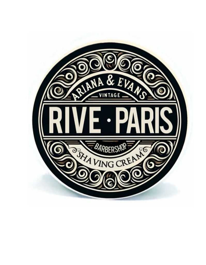 Rive Paris shaving cream logo with vintage barber shop design