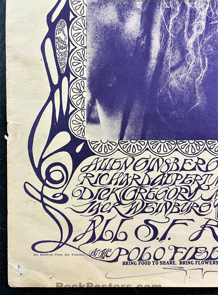 AUCTION - AOR-2.217 - Human Be-In Poster - Mouse Signed - Golden Gate Park - Very Good
