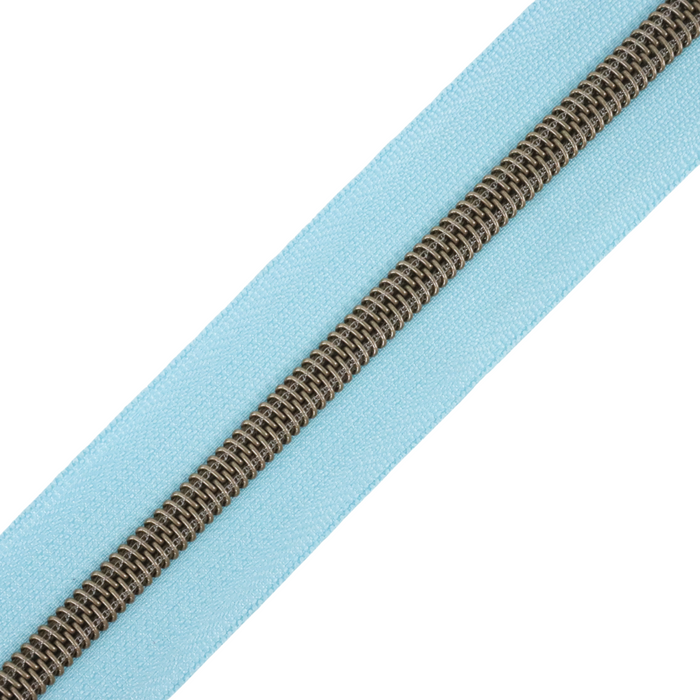 Baby Blue | #5 Antique Gold Zipper by the Yard - 3 Yard Singles