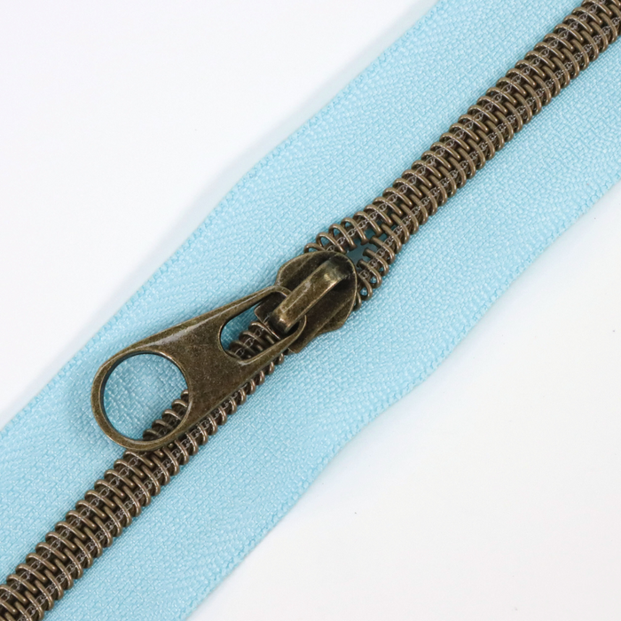 Baby Blue | #5 Antique Gold Zipper by the Yard - 3 Yard Singles