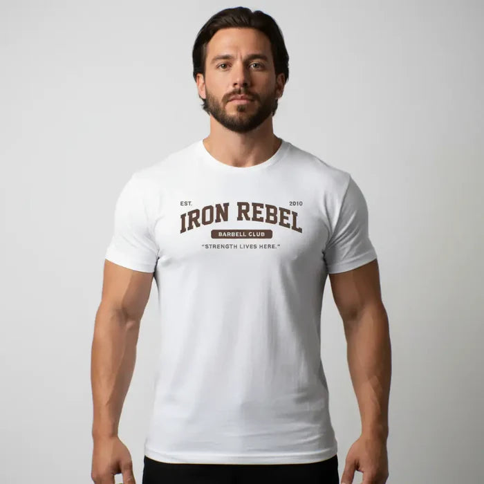 Barbell Club (White) Premium Fitted Gym T-shirt
