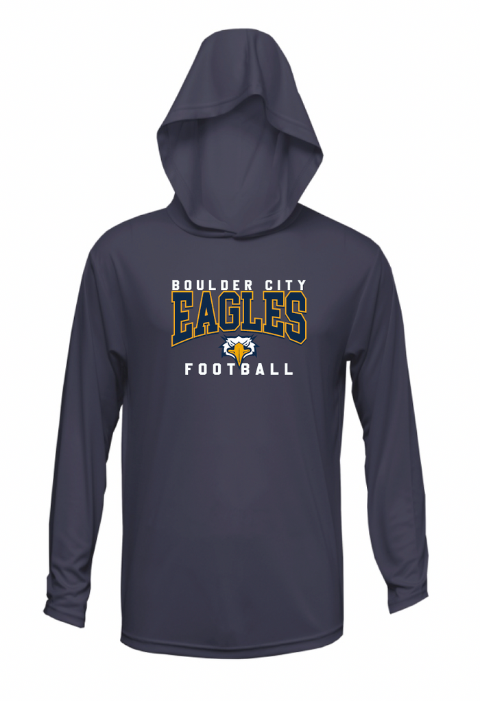 BCHS Football LS Hooded Tee with Eagles Logo