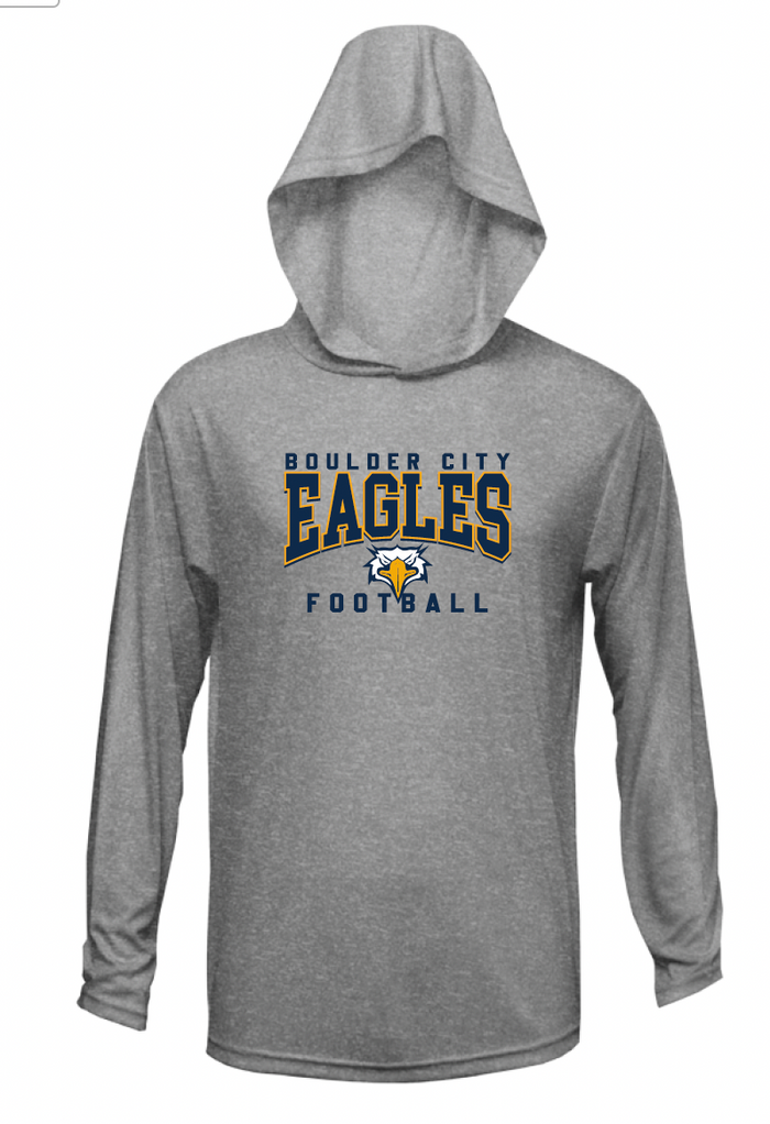 BCHS Football LS Hooded Tee with Eagles Logo