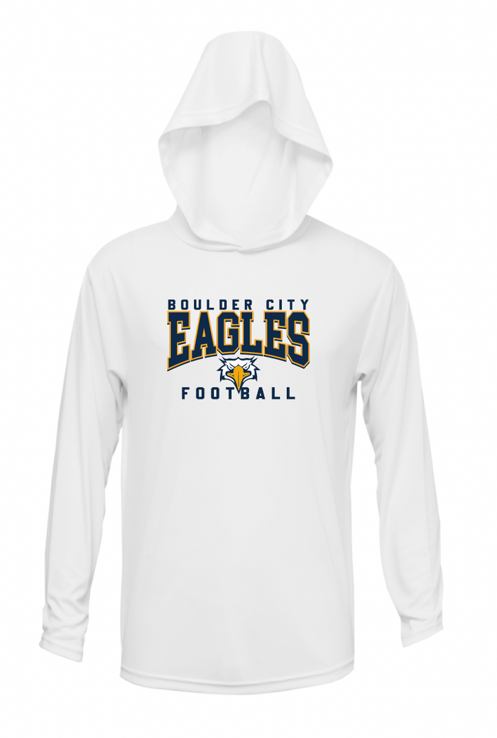BCHS Football LS Hooded Tee with Eagles Logo