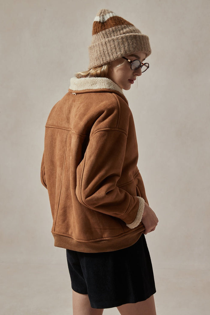 Beatrix Brown Suede Puffer Coat - DAStyle