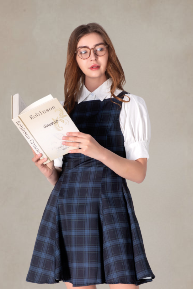 Bernard Navy Plaid Dress