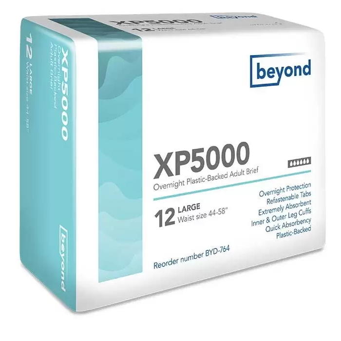 Beyond XP5000 Adult Diapers w/ Plastic Backing - 763-Pack - LL Medico