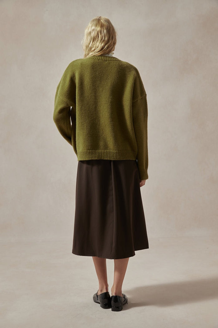 Bianca Olive Green Cardigan with Toggle Buttons - DAStyle