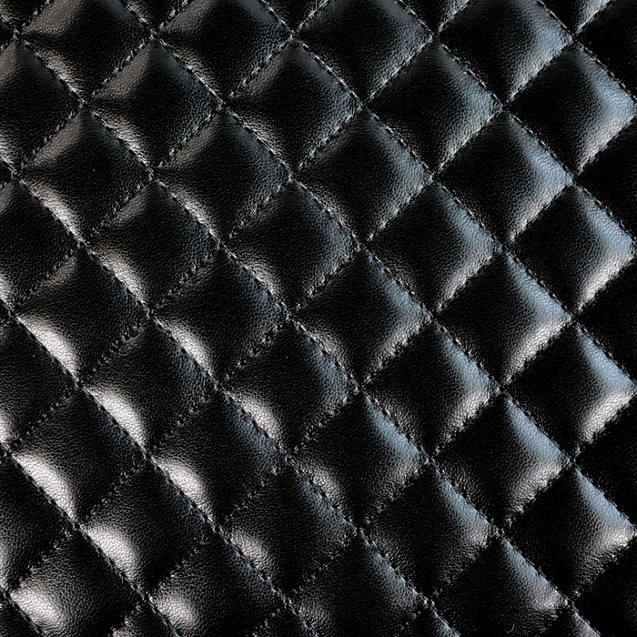 This pre-quilted vinyl is in a solid black.