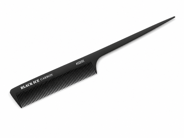 Black Ice Professional 8 1/2" Carbon Rat Tail Comb