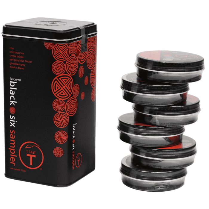 Black tea blends - six sampler front view | tea sampler New Zealand | t leaf T