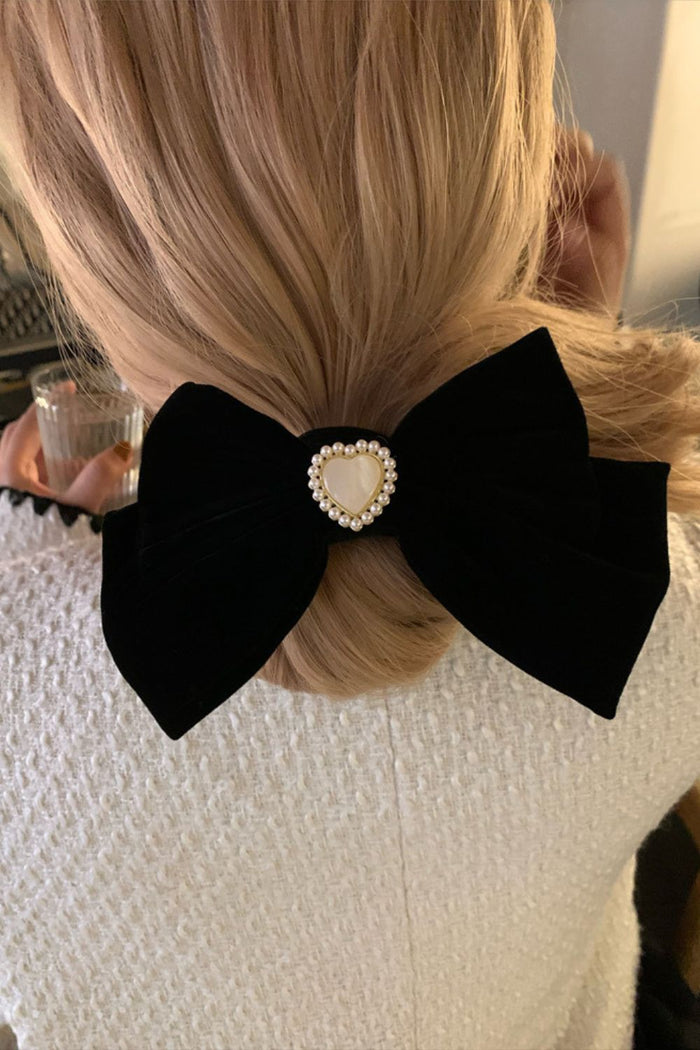 Black Velvet Bow Hair Clip - DAStyle