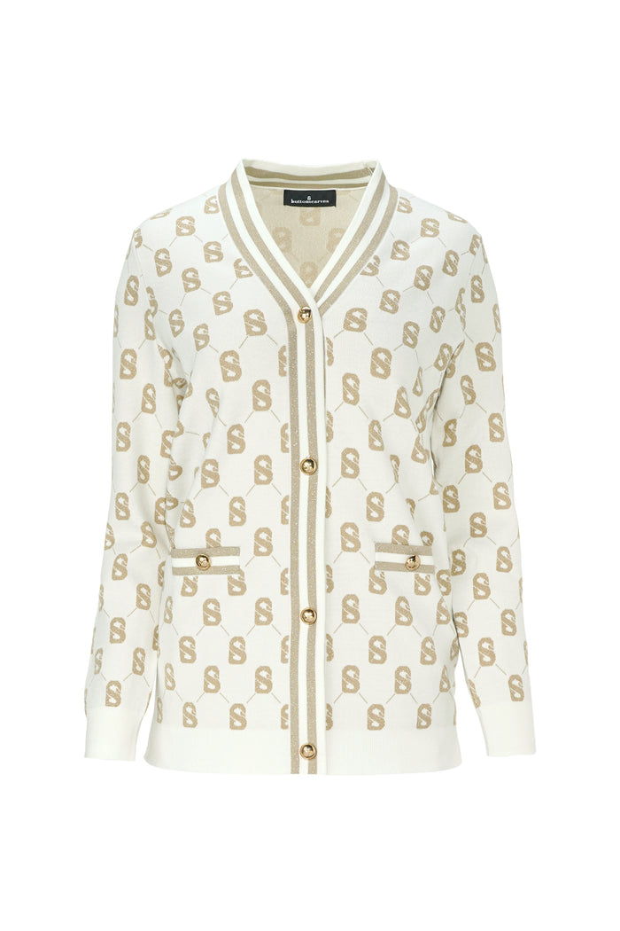 Blair Monogram Cardigan - White