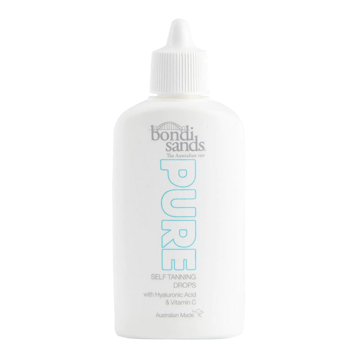 Bondi Sands Pure Self Tanning Drops with hyaluronic acid, vitamin C and E. Fragrance-free, customisable & for sensitive skin.