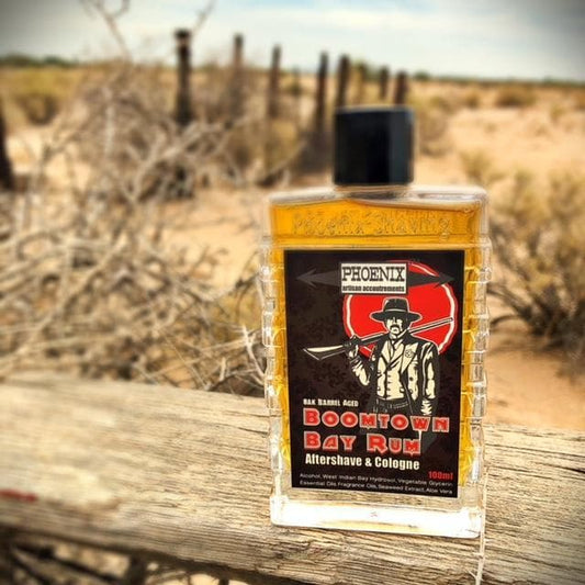 Boomtown Bay Rum Aftershave/Cologne - Barrel Aged ~ Gun Smoke, Leather & West Indian Bay Rum - Phoenix Artisan Accoutrements