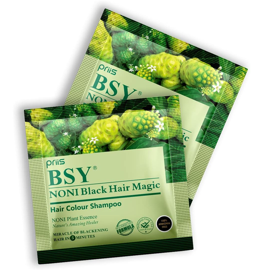 BSY Noni Black Hair Magic Dye Shampoo - 12ml x 24 Sachets, Hair Color