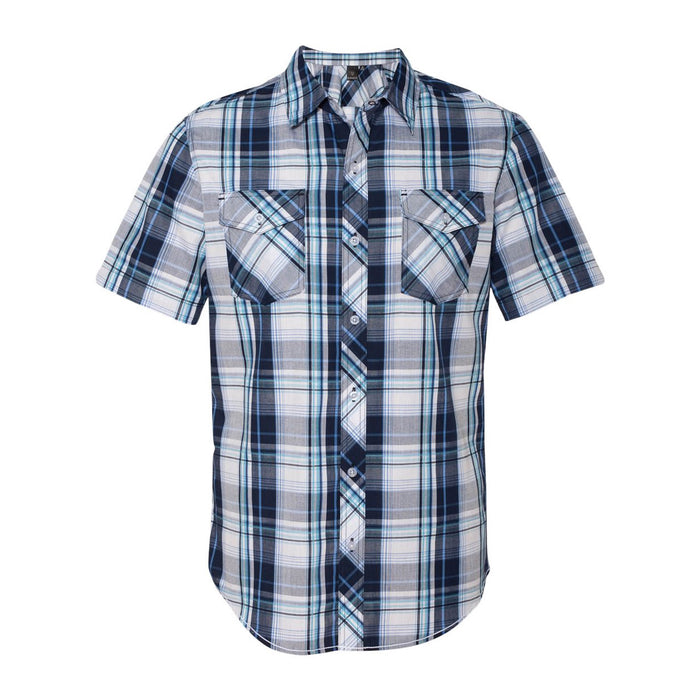 BURNSIDE-NAVY PLAID SHORT SLEEVE SHIRT  *