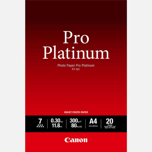 Canon PT-101 Pro Platinum Photo Paper A4 - 20 Sheets - 2768B016