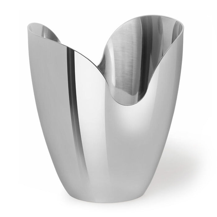 Silver metal snack holder on a white background