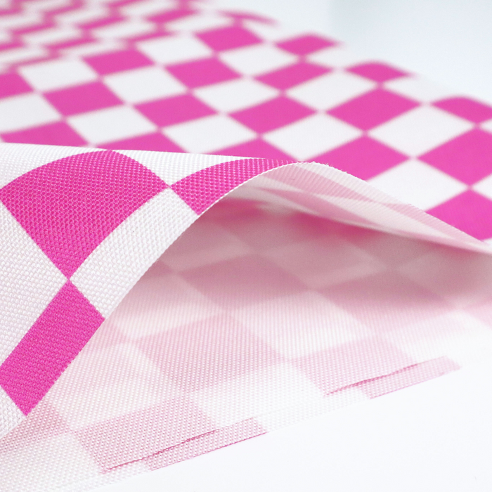 This printed WPC-Lite features a checkered pattern with deep pink and white squares.