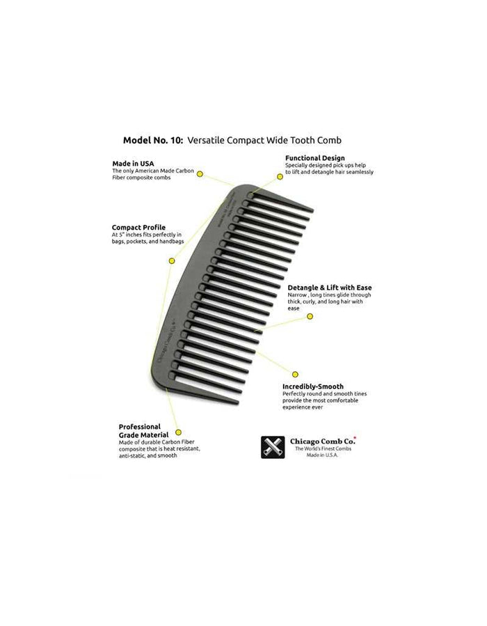 Product details of Chicago Comb Co. Model 10 wide tooth comb