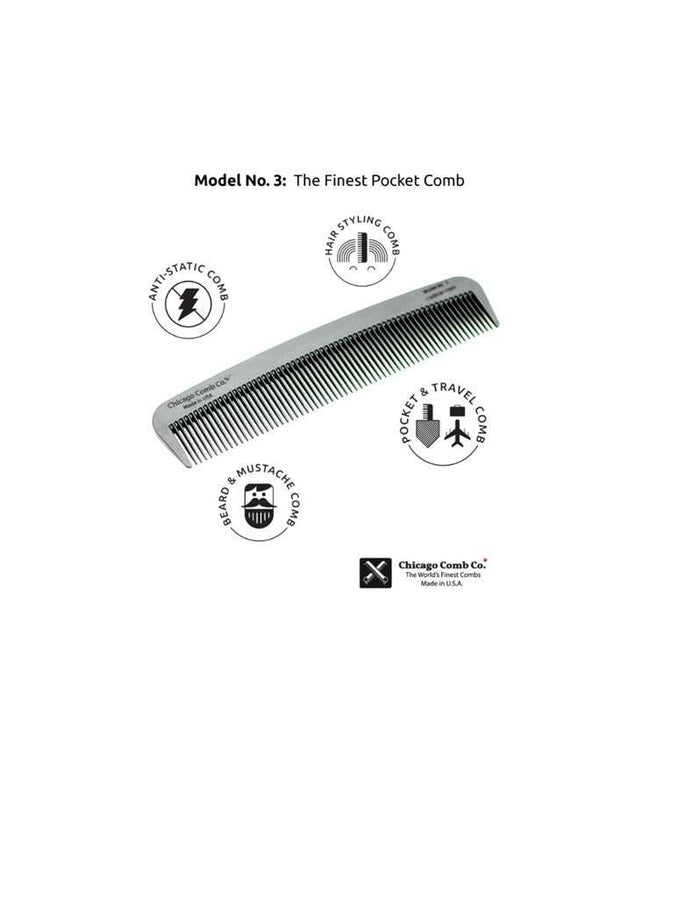Model 3 pocket comb with features icons