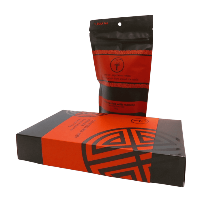 Christmas Tea with NZ Manuka Gift Box side view | tea gift New Zealand | t leaf T