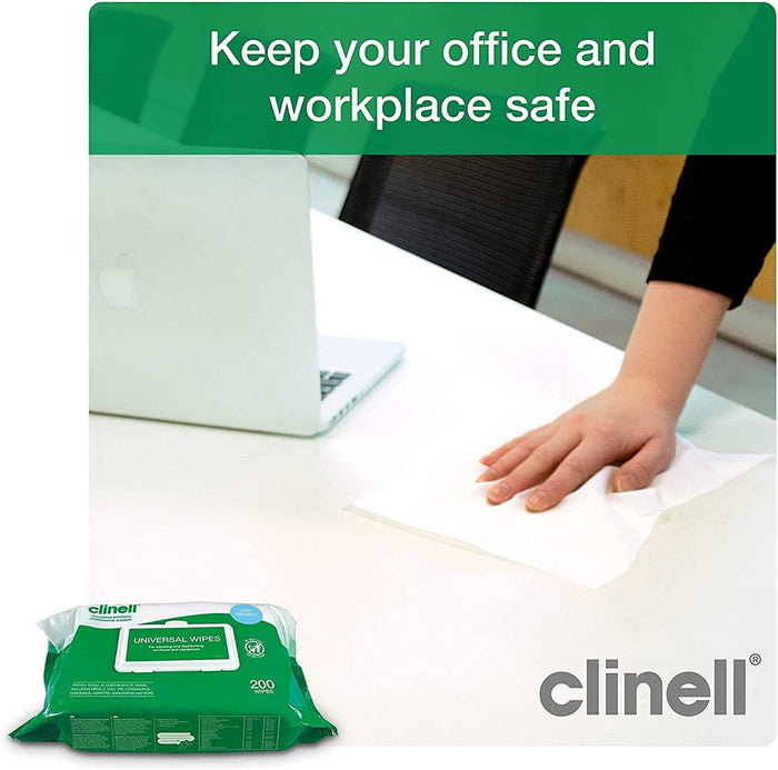Clinell Universal Cleaning & Disinfectant Wipes - Pack of 200s, Antiseptics & Cleaning Supplies