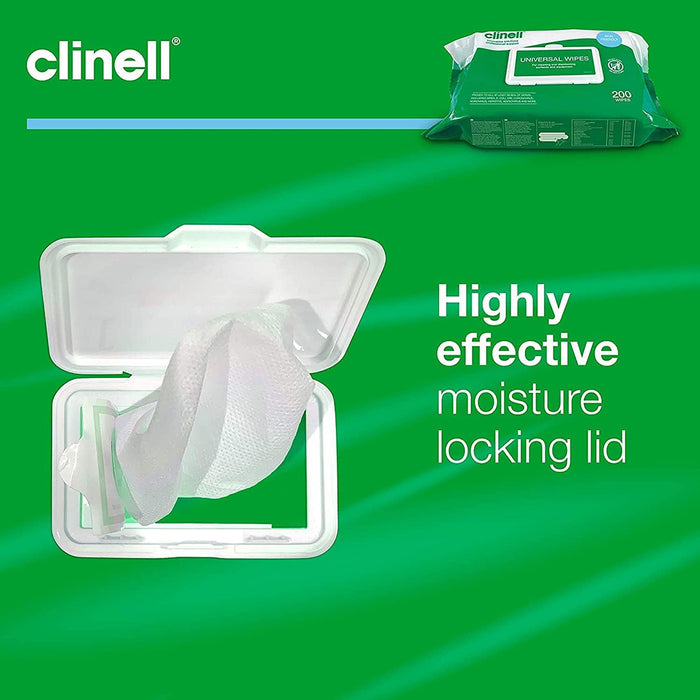 Clinell Universal Cleaning & Disinfectant Wipes - Pack of 200s, Antiseptics & Cleaning Supplies