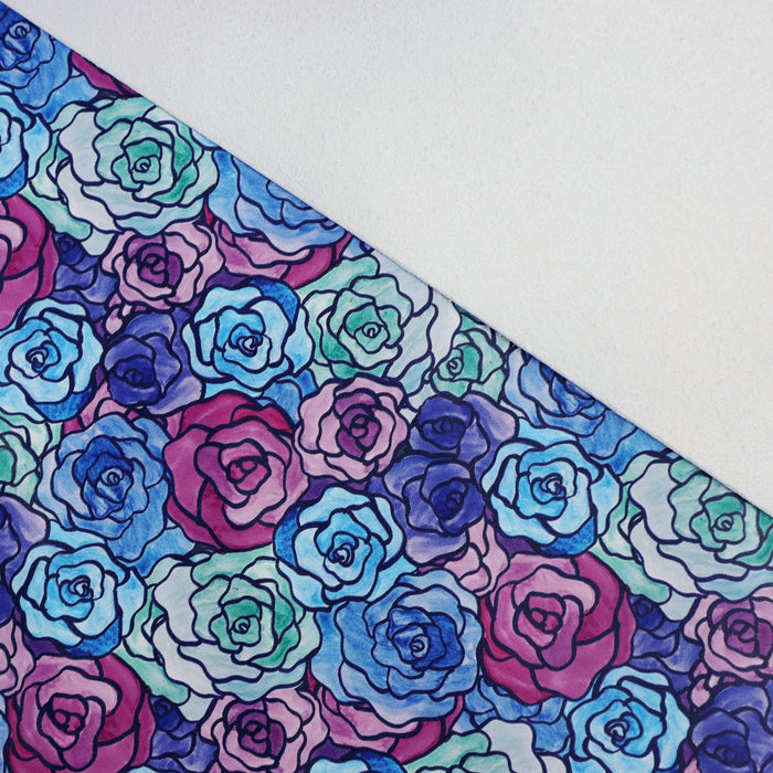 Cool Toned Stained Glass Roses | 18" Luxe Vinyl Roll - Mid-Weight