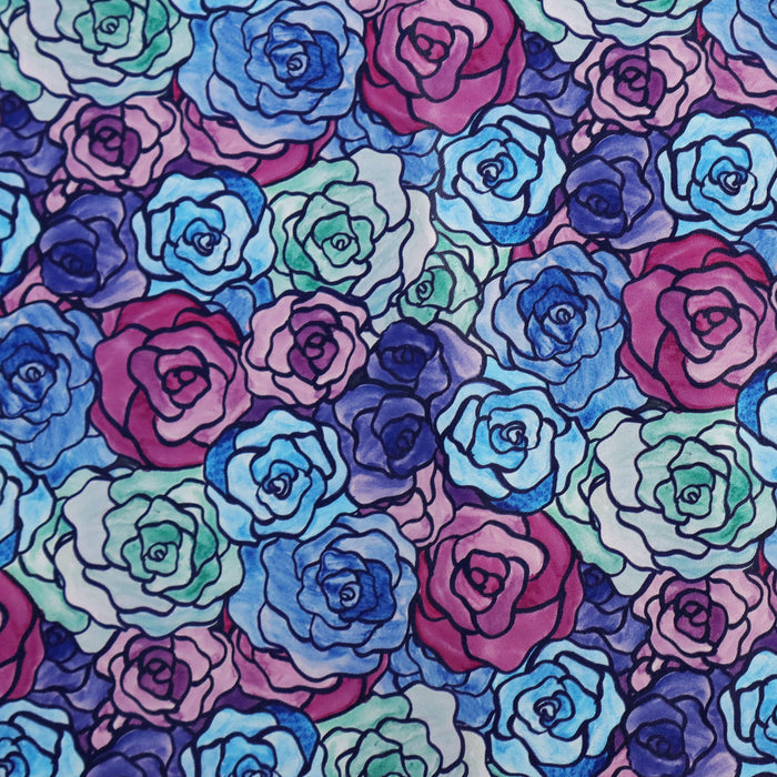 Cool Toned Stained Glass Roses | 18" Luxe Vinyl Roll - Mid-Weight