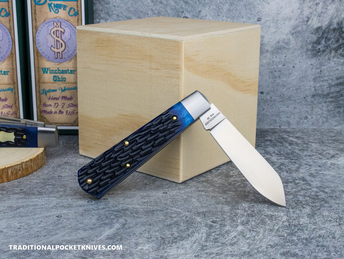 Cooper Cutlery Dollar Knife Co. Blue Jigged Bone Mammoth Shield Jack (BJB MS)