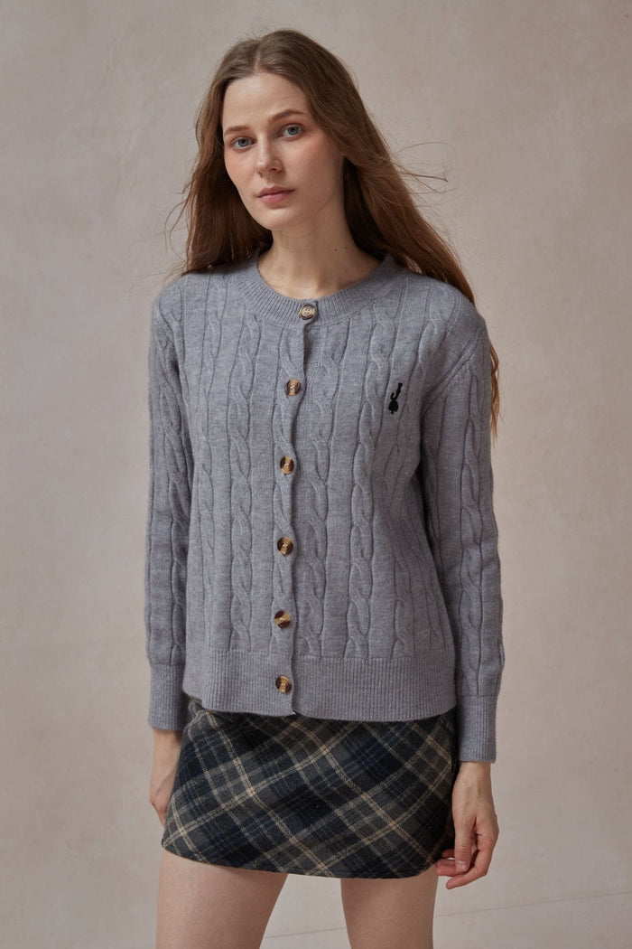 Cordelia Gray Cable Cardigan - DAStyle