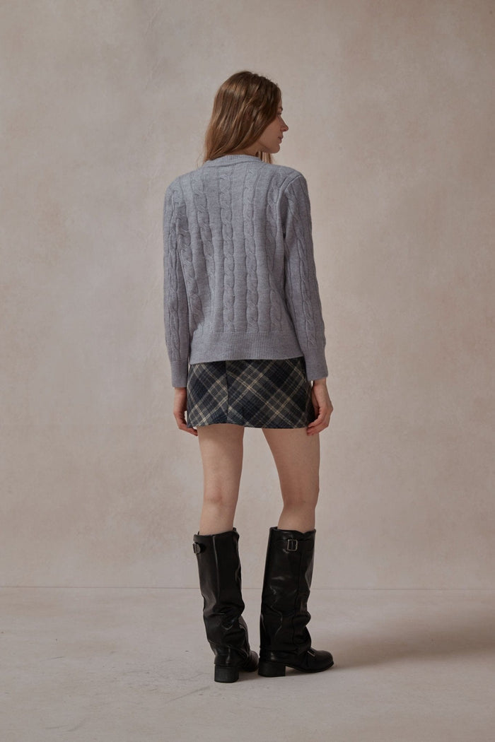 Cordelia Gray Cable Cardigan - DAStyle