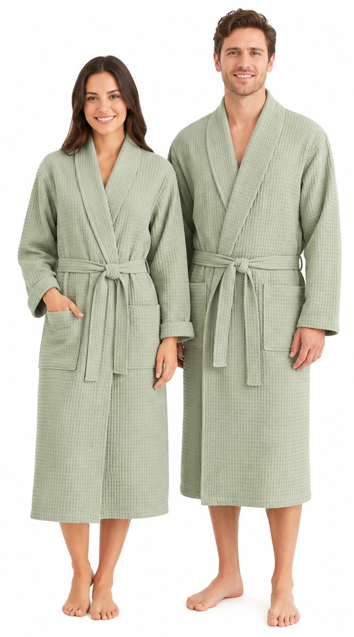 Cotton Rich Waffle Bathrobe, Green