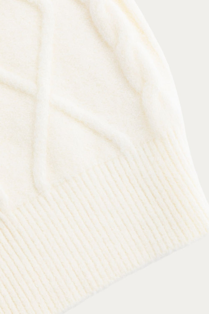 Cozy Cream Zipper Up Cable Knit Sweater - DAStyle