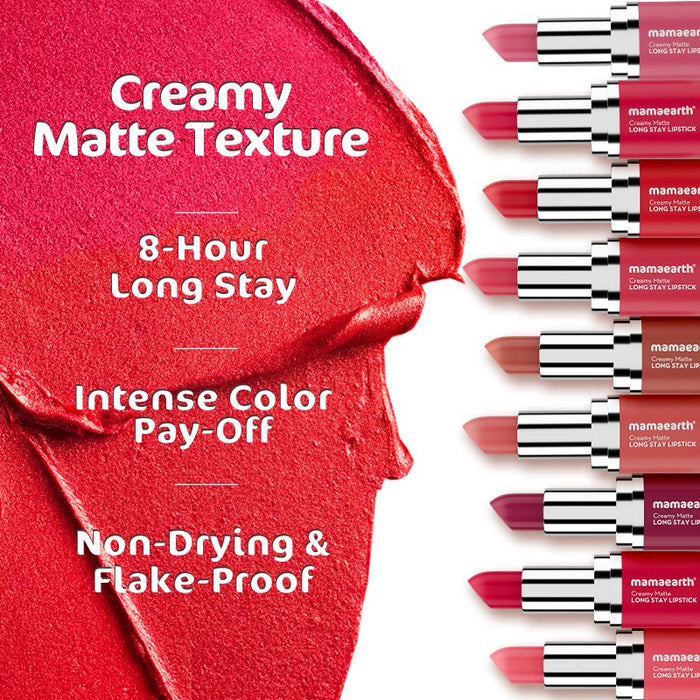 Creamy Matte Long Stay Lipstick with Murumuru Butter and Vitamin E  - 4.2g | Rosewood Pink
