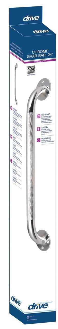 Drive Wall Grab Bar, Knurled Chrome Finish - 12112-3 - LL Medico