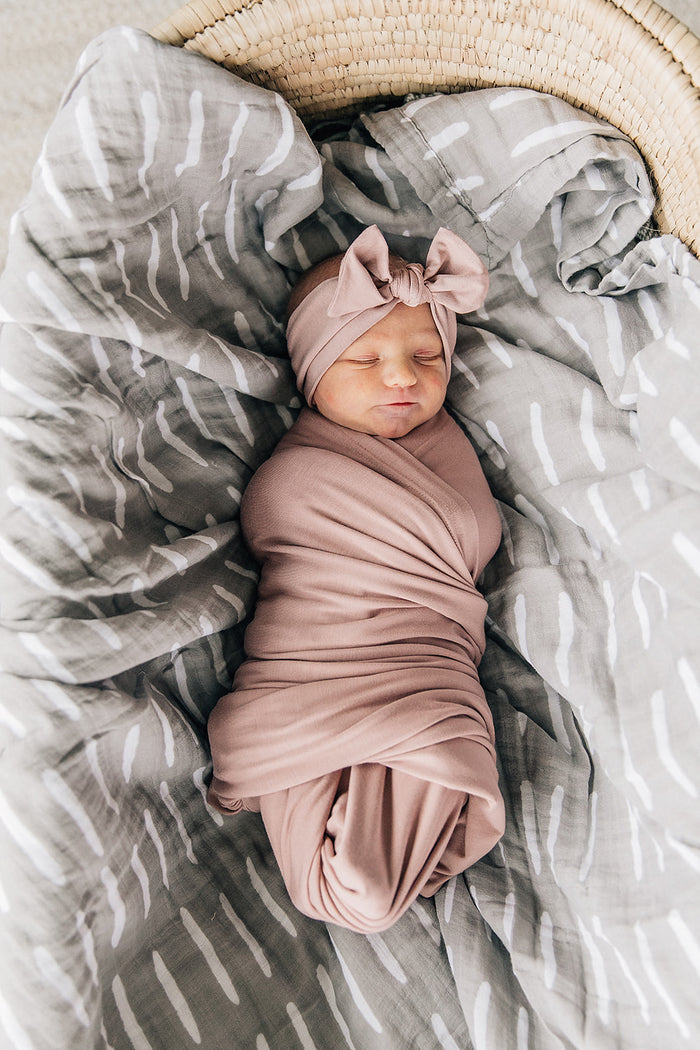 Mebie Baby Dusty Rose Stretch Swaddle + Headwrap