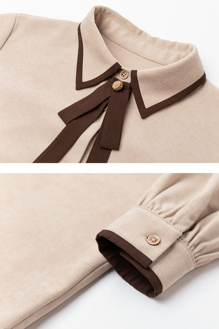 Edith Khaki Shirt With Bow