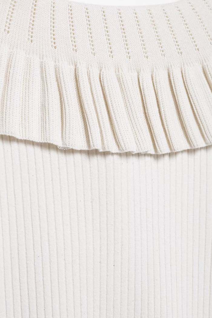 Elaine White Knit Top Long Sleeve