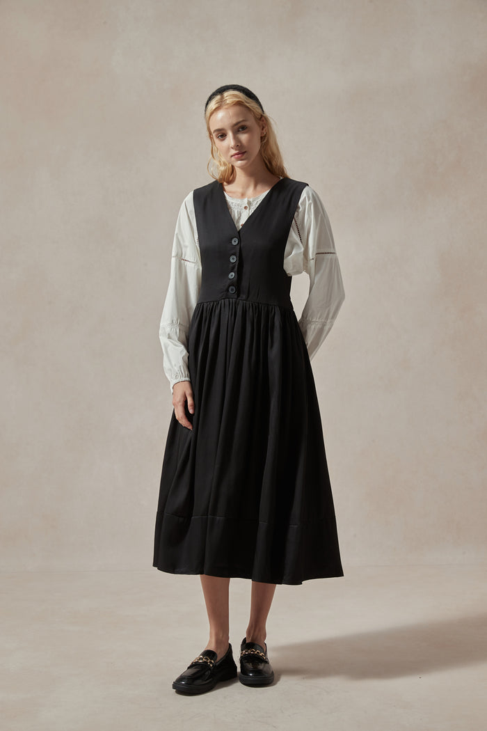 Eliana Black Pinafore Dress