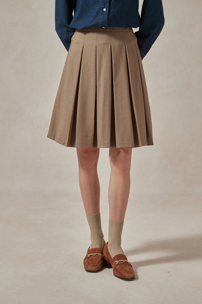 Emily Khaki Skirt Pleated 1