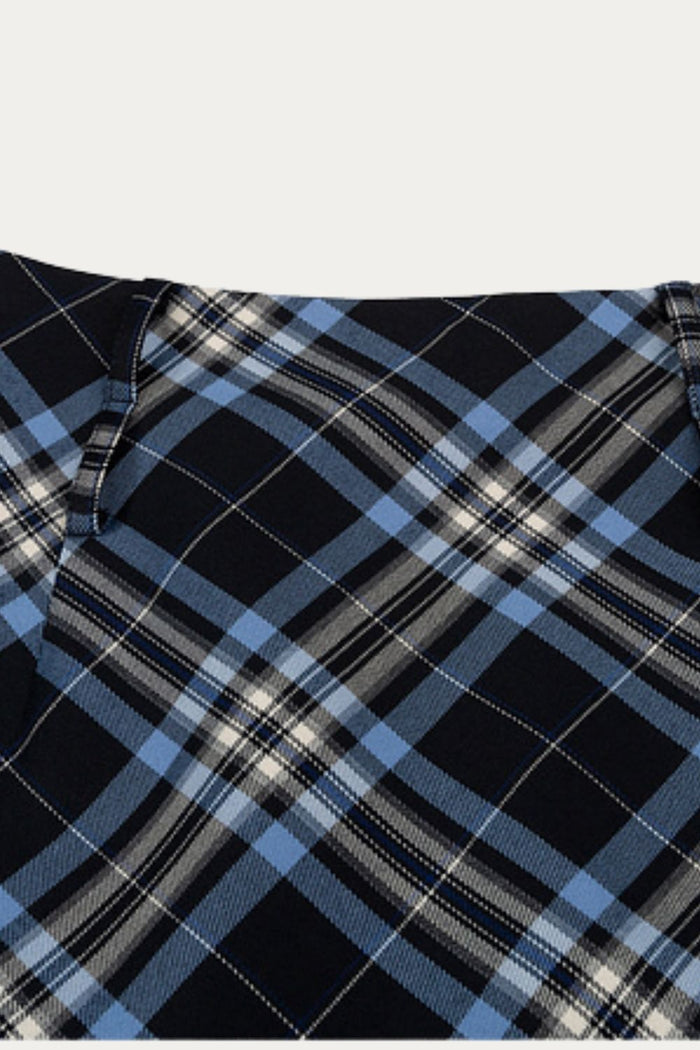 Evadne Blue Plaid Mini Skirt