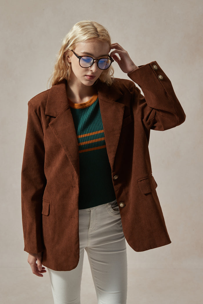 Evangeline Brown Corduroy Blazer