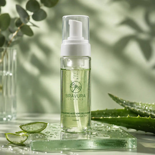 Exfoliating Aloe Vera Gel Cleanser 160ml Glycolic & Salicylic Acid Bravuralondon.com