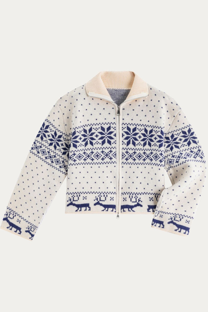 Fair Isle Zipper Up Sweater