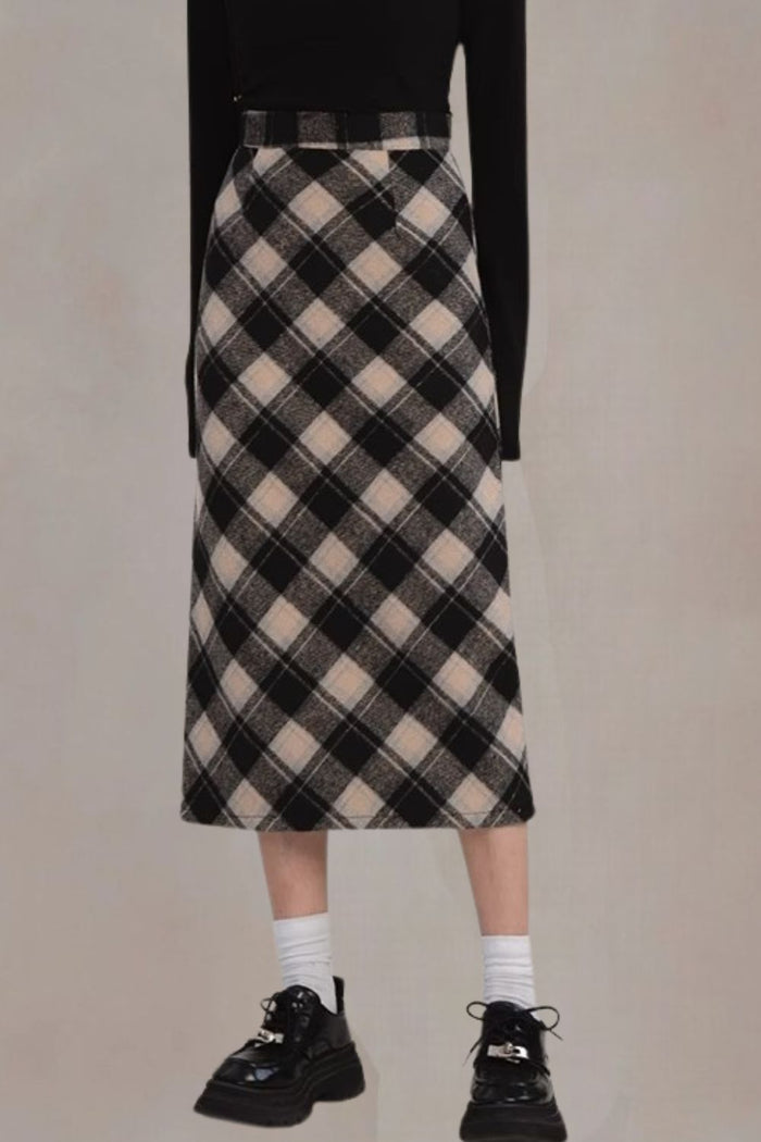Farren Plaid Midi Skirt